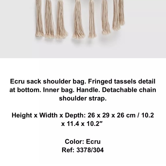 NWT-Zara sack shoulder bag-handmade ecru crochet - Picture 6 of 6